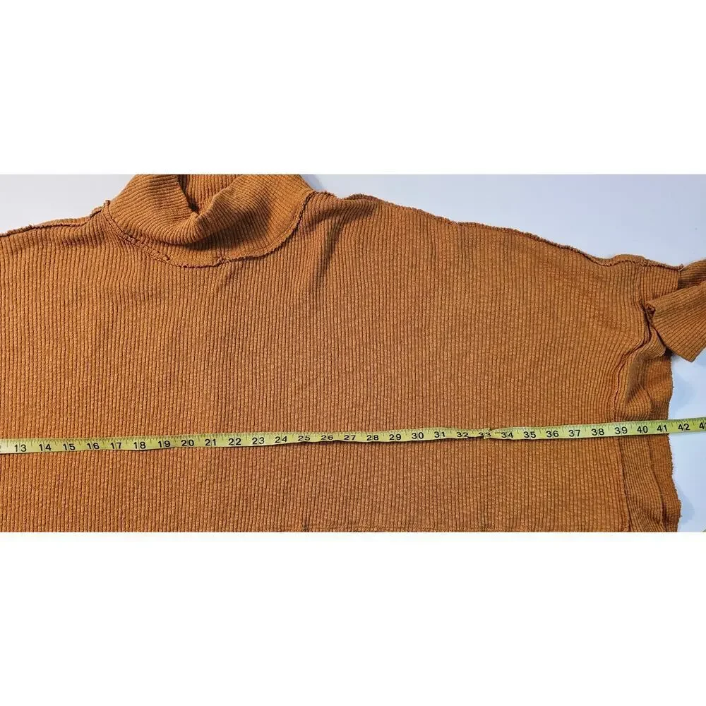 Free people S slouchy raglan oversized cowl neck sweater top EUC fall orange